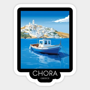 A Pop Art Travel Print of Chora Andros Island - Greece Sticker